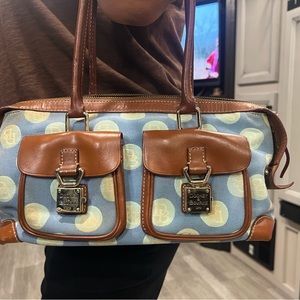 Rare Vintage Dooney & Bourke Blue Polka Dot Shoulder Bag